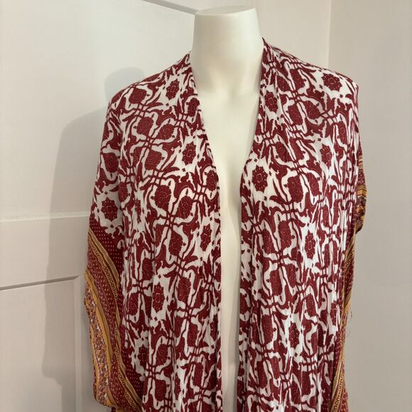 Moss Rose One Size Viscose Floral Boho Maximalist Flowy Kimono Duster - Picture 5 of 6